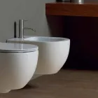 Moderno colgante de pared bidet en cerámica blanca Star 50x35cm hecho en Italia Viadurini