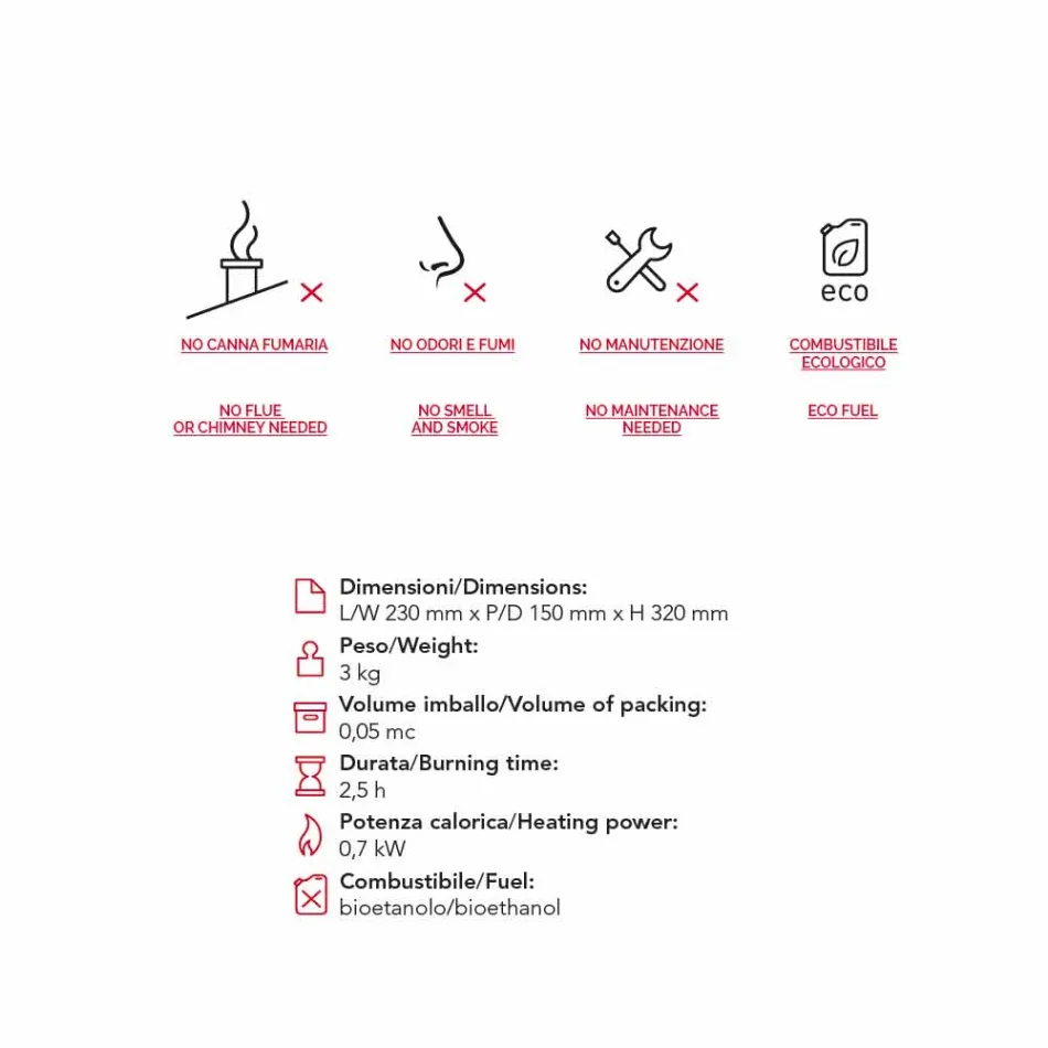encimera Biocamino con bioetanol cerámica y acero Curtis Viadurini