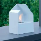 Biochimenea sobremesa de bioetanol en cerámica y acero Curtis Viadurini