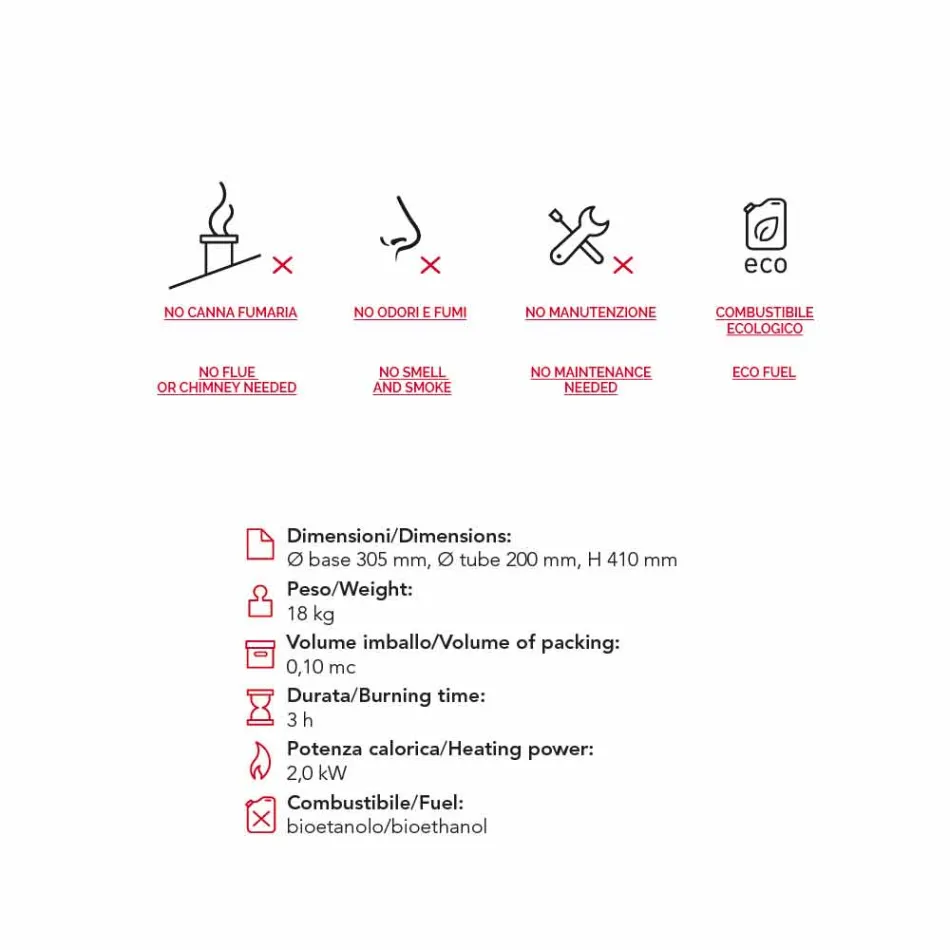 Biocamino mármol soporte circular Gordon, fabricado en Italia Viadurini