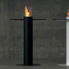 Biocamino bioetanol al aire libre con tapa de cristal Dean-Tabla Viadurini