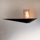 Biochimenea de pared de diseño moderno en acero pintado y vidrio - Malcolm Viadurini