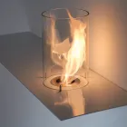 Biochimenea de pared de diseño moderno en acero pintado y vidrio - Malcolm Viadurini