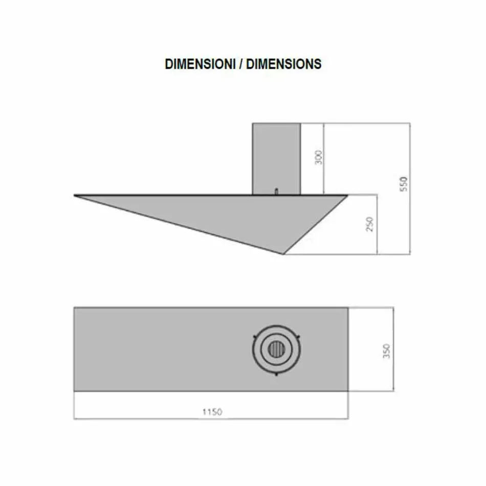 Biochimenea de pared de diseño moderno en acero pintado y vidrio - Malcolm Viadurini