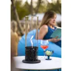 Biochimenea cilíndrica de sobremesa en vidrio templado y metal negro - Ringo Viadurini