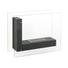 Biochimenea de suelo con estructura de doble cara en vidrio y metal negro - Squillo Viadurini