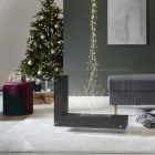 Biochimenea de suelo con estructura de doble cara en vidrio y metal negro - Squillo Viadurini