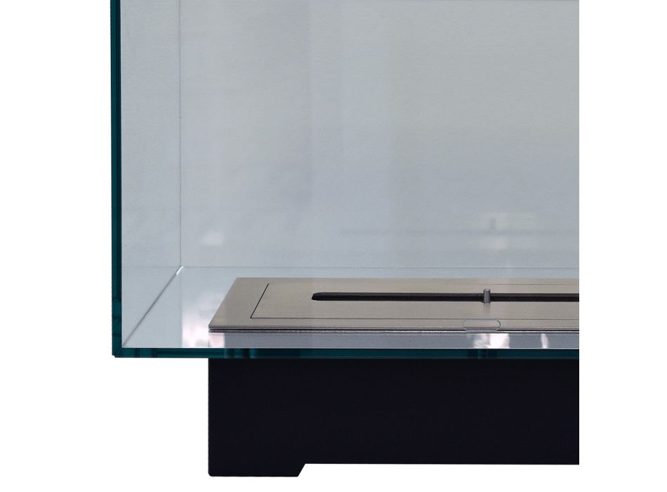 Biochimenea de piso de diseño moderno en vidrio y acero o corten - Bradley