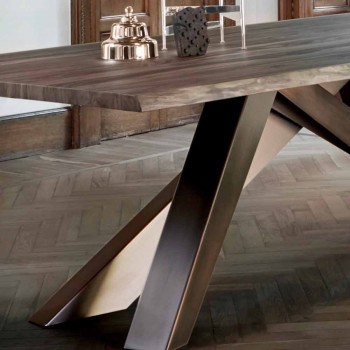 Bonaldo Big Table mesa de madera maciza con bordes naturales fabricados en Italia