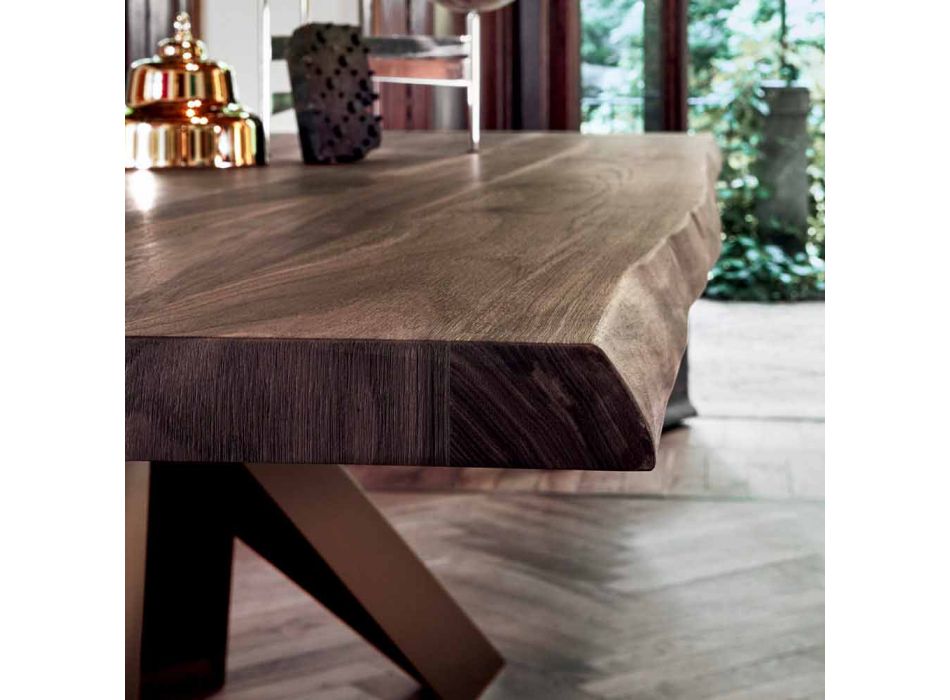 Bonaldo Big Table mesa de madera maciza con bordes naturales fabricados en Italia Viadurini