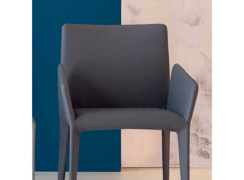 Bonaldo Miss Filly silla tapizada de cuero con brazos fabricada en Italia