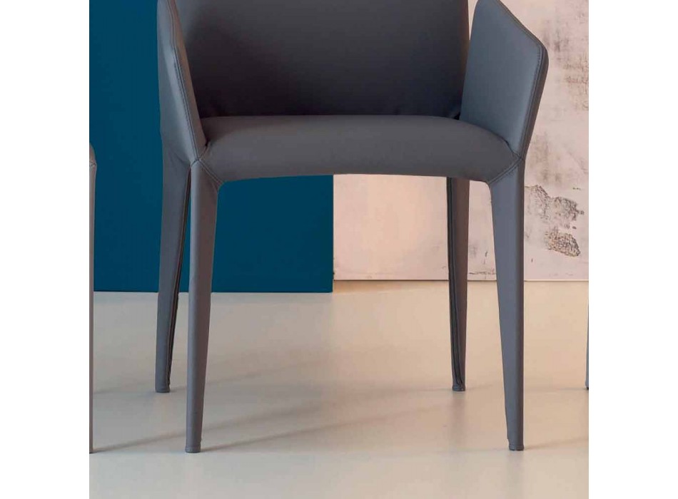 Bonaldo Miss Filly silla tapizada de cuero con brazos fabricada en Italia Viadurini