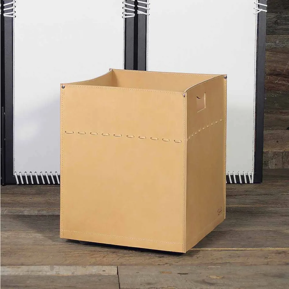 Bolso para leña en cuero neutro 100% Made in Italy Viadurini