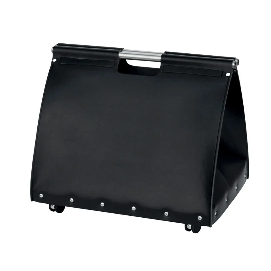 Bolsa para leña en ecopiel con ruedas Made in Italy - Caracol Viadurini