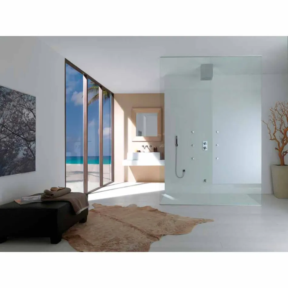 Cabezal de ducha Bossini Cube cubierto en un moderno acero inoxidable Inox Viadurini