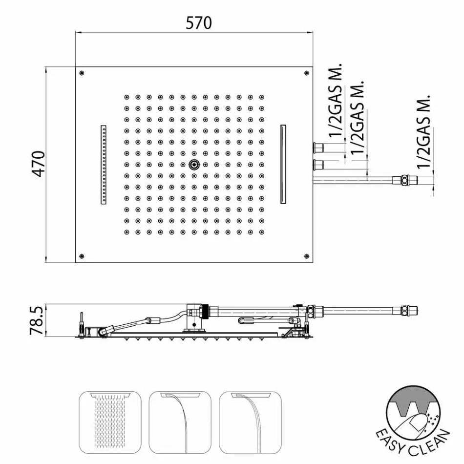 Bossini Dream, moderno y original cabezal de ducha de tres chorros. Viadurini