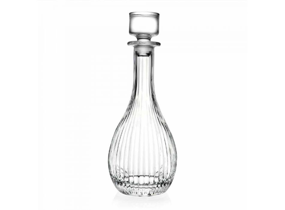 Botellas de Vino de Diseño Redondo con Tapón de Cristal de 4 Piezas - Senzatempo Viadurini