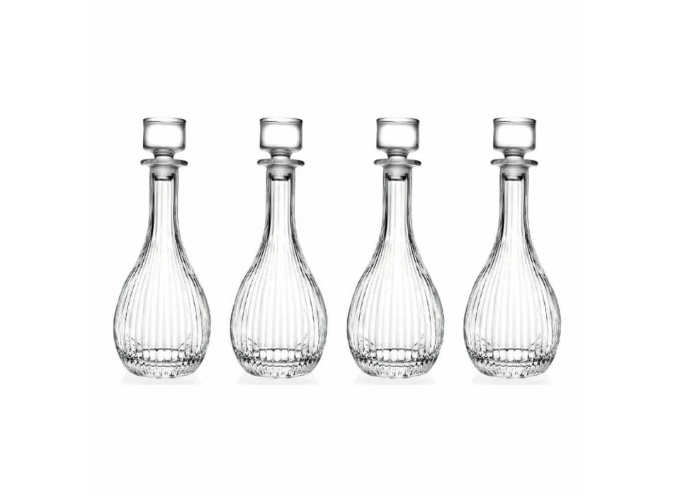 Botellas de Vino de Diseño Redondo con Tapón de Cristal de 4 Piezas - Senzatempo