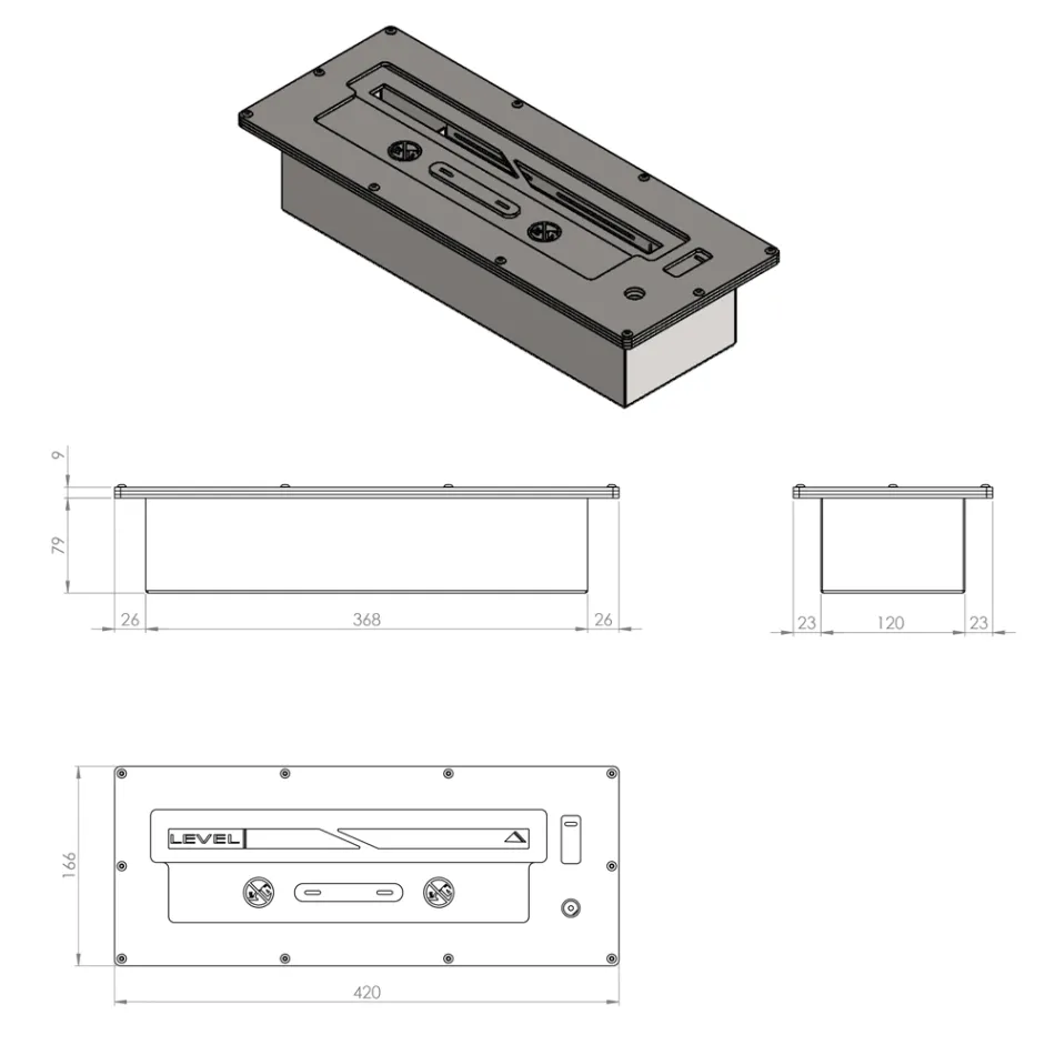 Quemador bioetanol empotrable rectangular 2 Lt Viadurini