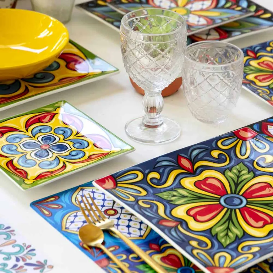 Copa de vino o agua en vidrio coloreado o transparente con decoraciones, 12 piezas - Rocca Viadurini