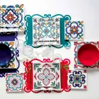 Copa de vino o agua en vidrio coloreado o transparente con decoraciones, 12 piezas - Rocca Viadurini