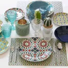 Copa de vino o agua en vidrio coloreado o transparente con decoraciones, 12 piezas - Rocca Viadurini