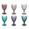Copa de vino o agua en vidrio coloreado o transparente con decoraciones, 12 piezas - Rocca