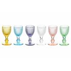 Vasos de licor en vidrio coloreado y decoración de rombos 12 piezas - Brillo Viadurini