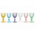 Vasos de licor en vidrio coloreado y decoración de rombos 12 piezas - Brillo