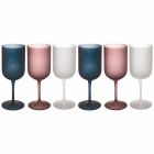 Copas de vino de vidrio esmerilado con efecto grava de colores, 12 piezas - Otoño Viadurini
