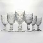 Copas de Vino de Vidrio Transparente con Decoración Arabesco 12 Piezas - Marruecos Viadurini