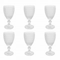 Copas de vino en vidrio transparente y decoraciones en relieve, 12 piezas - Aperi