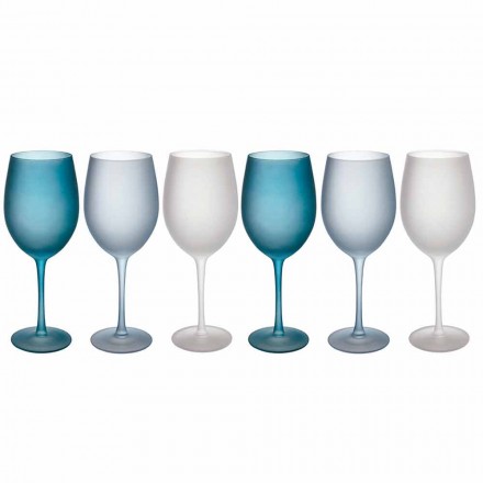Copas de vino de colores en vidrio esmerilado con efecto hielo, 12 piezas - Otoño Viadurini