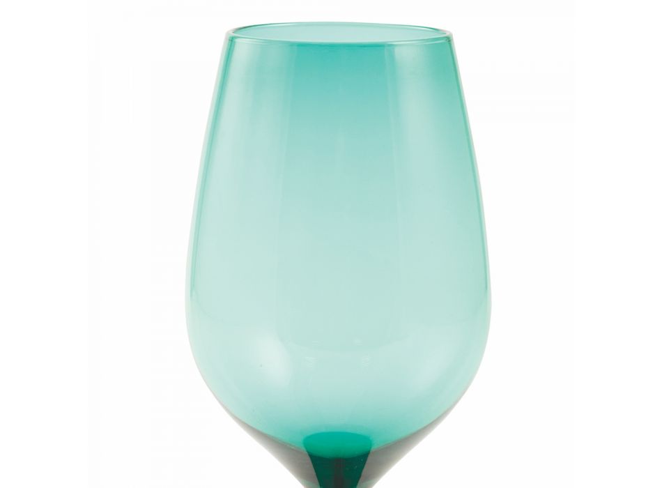 Copas de vino en vidrio de color gris, morado o aguamarina 12 piezas - Aperi Viadurini