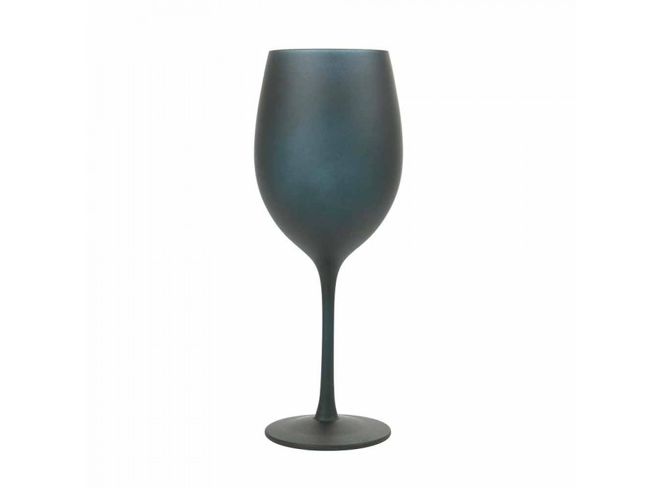 Copas de Vino Tinto o Blanco en Vidrio Negro Full Service 12 Piezas - Oronero Viadurini