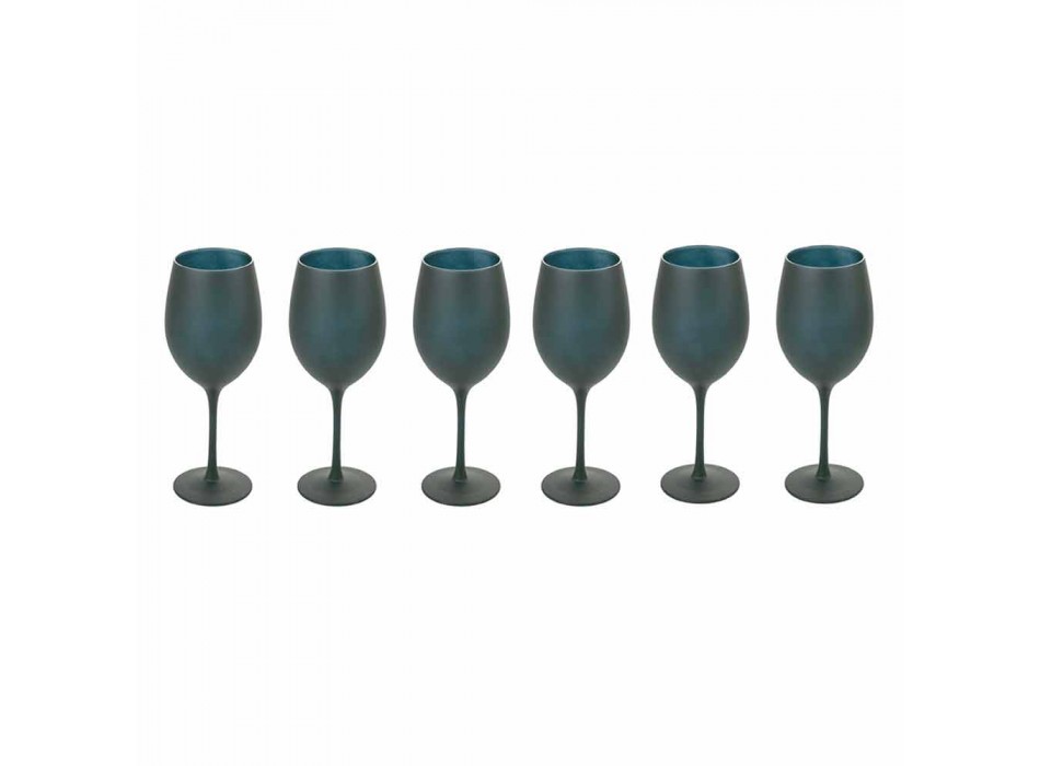 Copas de Vino Tinto o Blanco en Vidrio Negro Full Service 12 Piezas - Oronero Viadurini