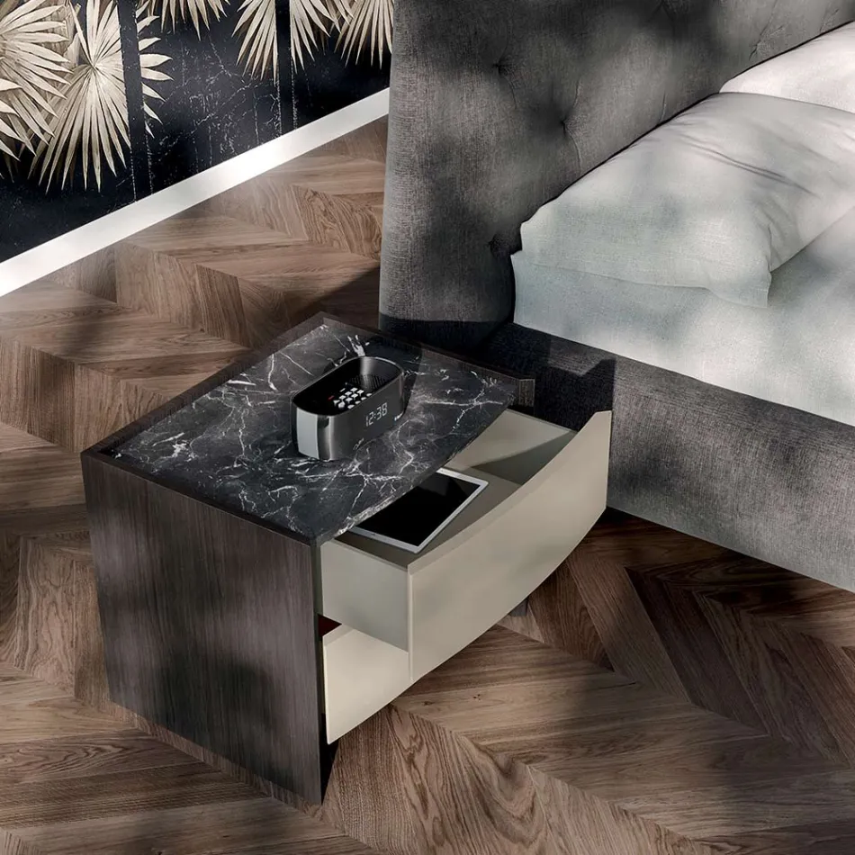 Dormitorio de estilo moderno con 4 elementos Made in Italy - Calimero Viadurini