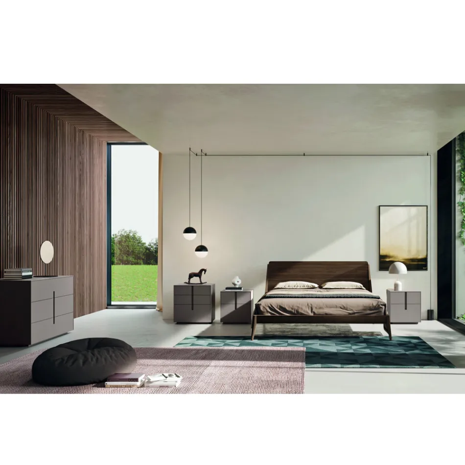Dormitorio completo con 5 elementos de estilo moderno Made in Italy - Savanna Viadurini