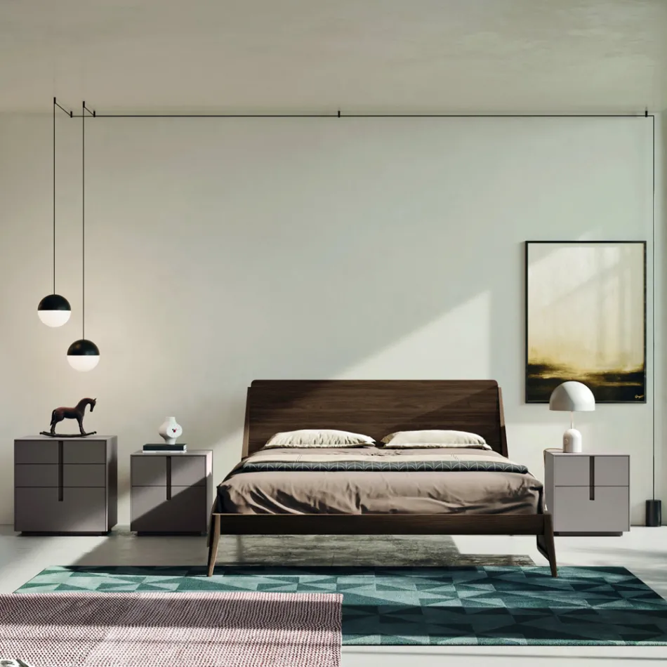 Dormitorio completo con 5 elementos de estilo moderno Made in Italy - Savanna Viadurini