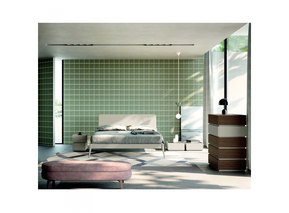 Dormitorio moderno de 5 elementos en un estilo moderno Made in Italy - Melodia Viadurini