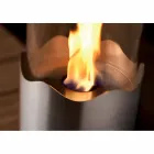 chimenea de bioetanol con mesa de acero inoxidable y vidrio Leon, fabricado en Italia Viadurini