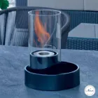 Chimenea con cerámica y mesa de cristal bioetanol Jim, fabricado en Italia Viadurini
