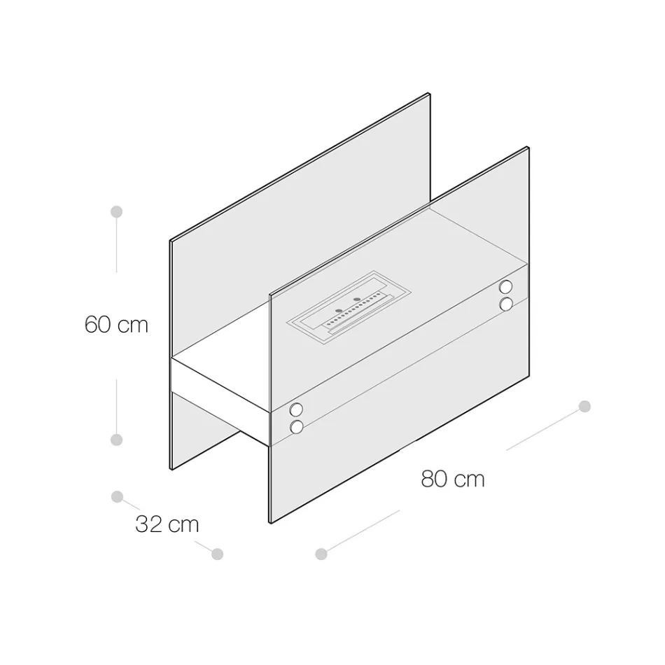 Chimenea de suelo de bioetanol en metal blanco y cristal templado - Timon Viadurini