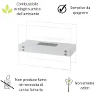 Chimenea de suelo de bioetanol en metal blanco y cristal templado - Timon Viadurini
