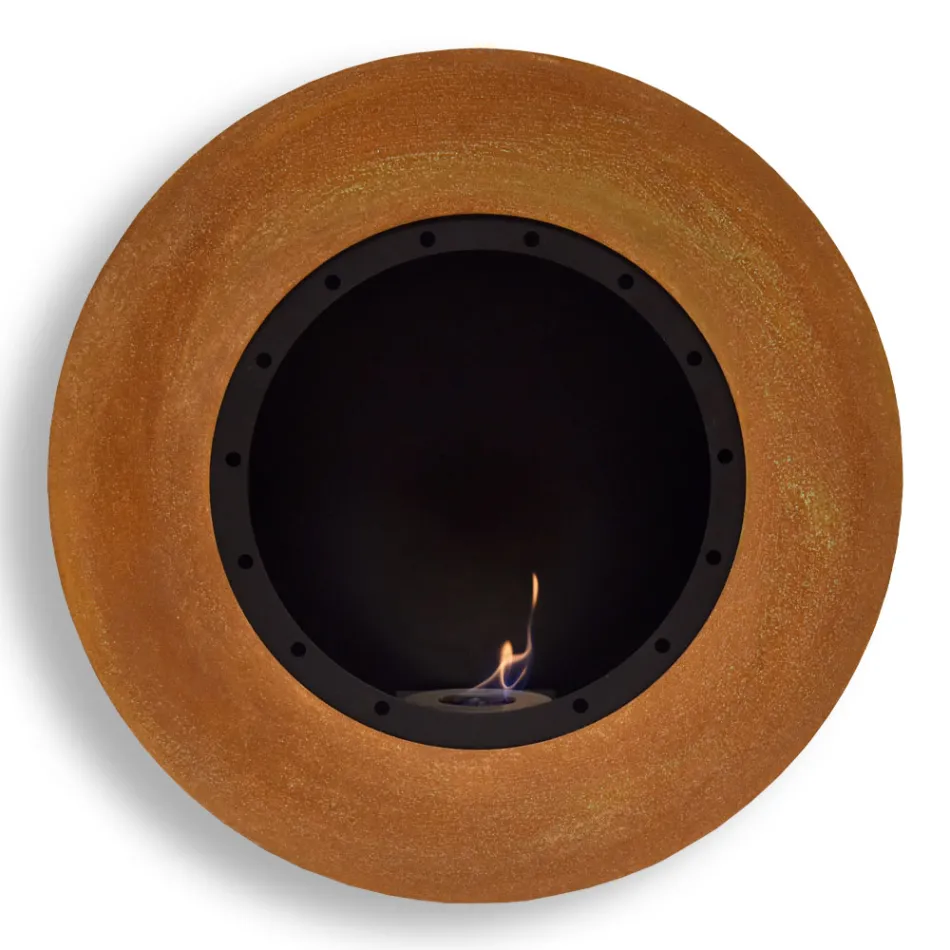 Chimenea de bioetanol de pared de diseño redondo en acero pintado - Trenton Viadurini