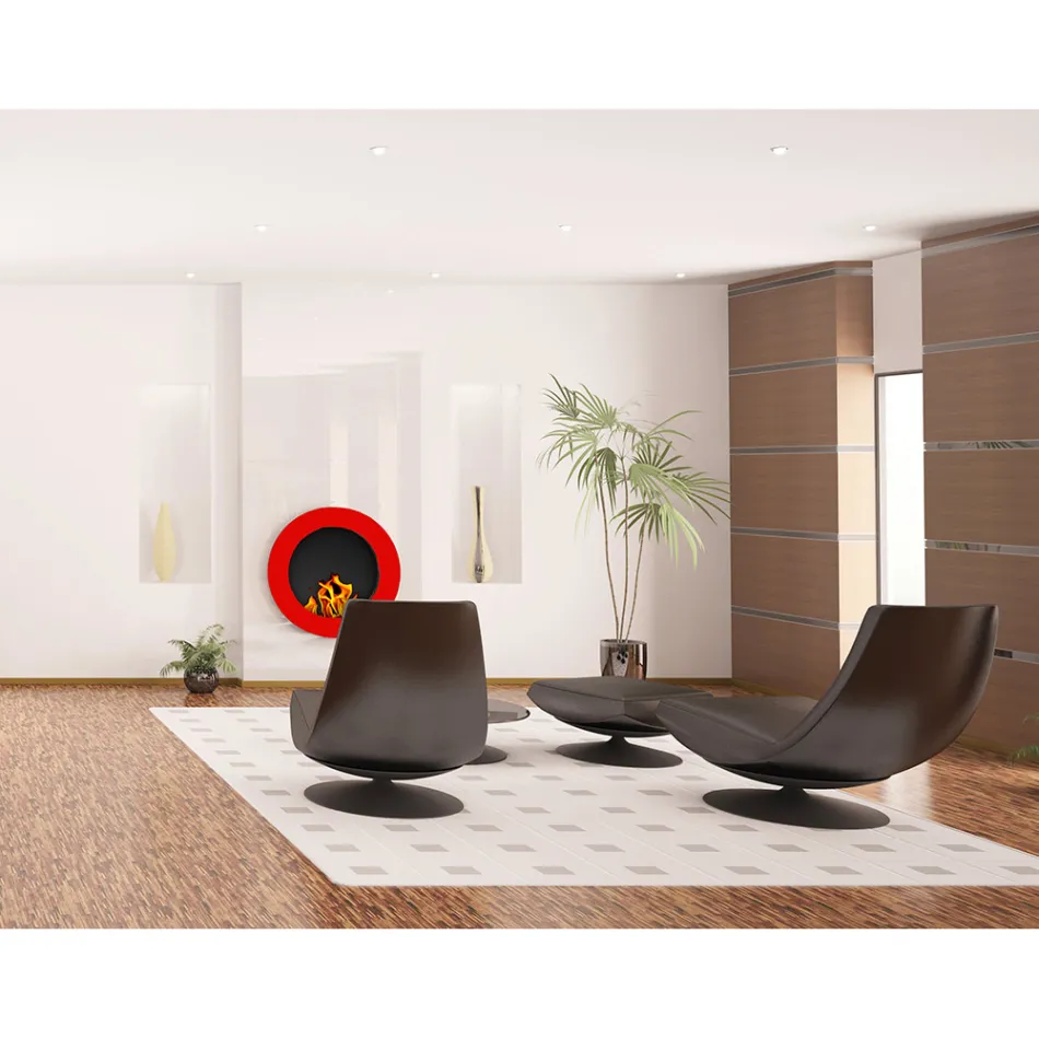 Chimenea de bioetanol de pared de diseño redondo en acero pintado - Trenton Viadurini