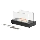 Chimenea de sobremesa de bioetanol en vidrio templado y metal - Plata Viadurini