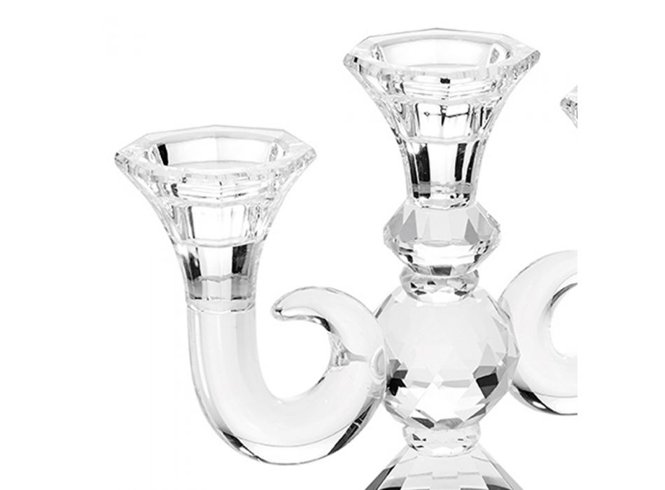 Candelabro de cristal de 3 llamas de diseño de lujo Made in Italy - Genoveffa Viadurini