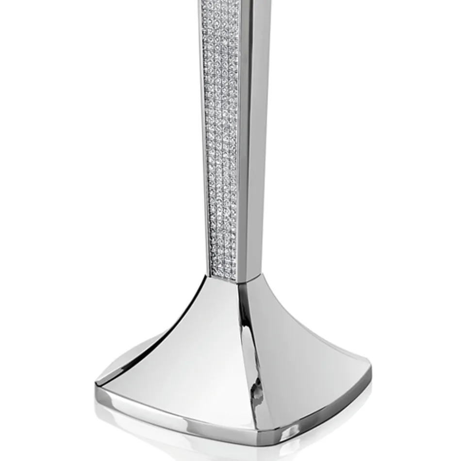 Candelabro de lujo de 3 filas en metal plateado con purpurina - Sbrillo Viadurini