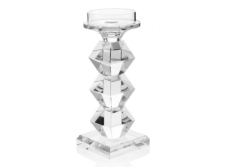 Candelabro de cristal de lujo italiano diseño geométrico 2 alturas - Renzo Viadurini